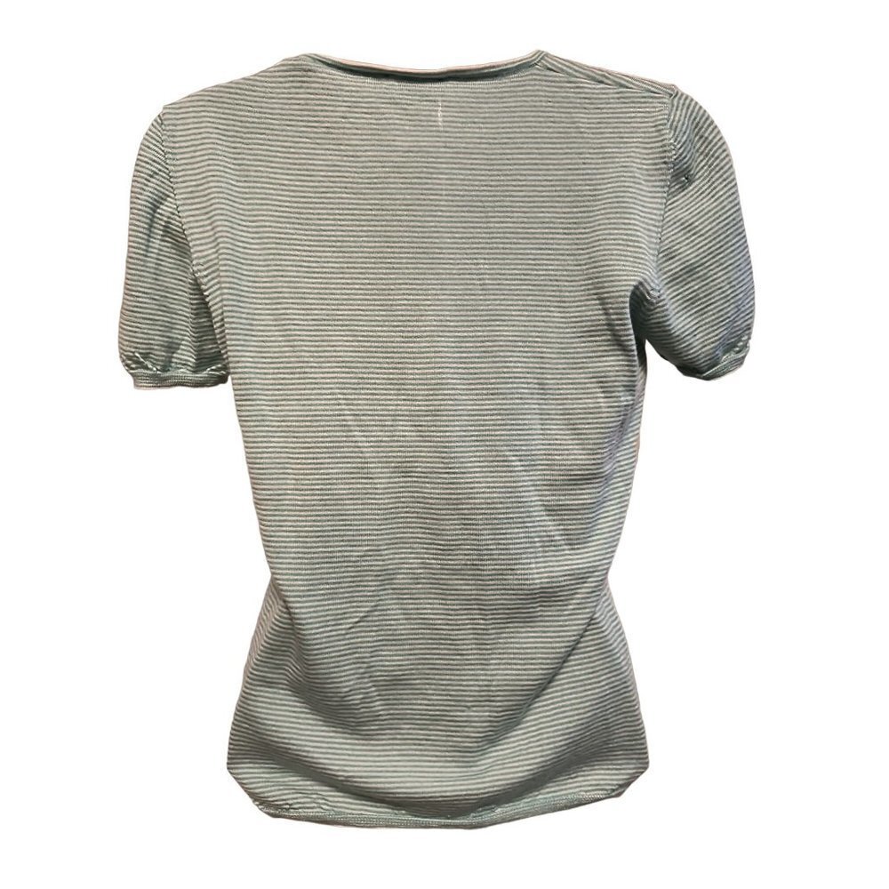 AKRIS Silk Cotton Blend Pullover Short Sleeve Round Neck Knit Blouse Size US 8 - Picture 5 of 6